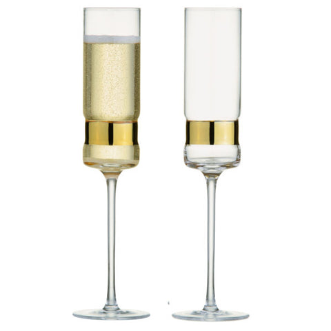 Set of 2 SoHo Champagne Flutes Gol