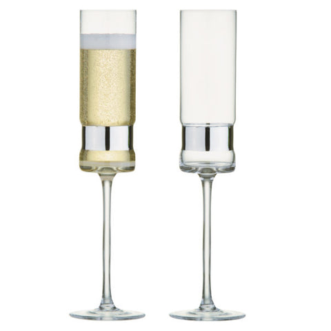 Set of 2 SoHo Champagne Flutes Silv