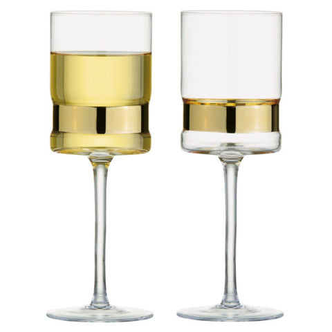 Set of 2 SoHo Wine Glasses Gold